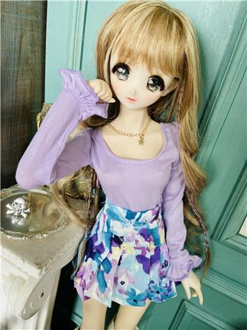 BJD Clothes Puff Sleeve Top and Pleated Skirt Suit for SD/DD Size Ball-jointed Doll