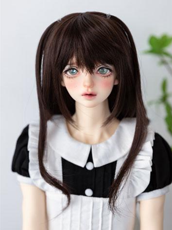 BJD Wig Girl Dark Brown/White Hair for SD Size Ball-jointed Doll