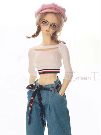 BJD Clothes Crop Top + Wide Leg Jeans for SD/SDGR/SD16 Size Ball-joint Doll