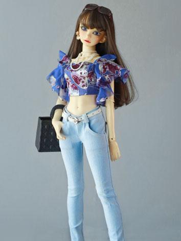 BJD Clothes Silk Ruffle Top + Jeans for SD/SDGR/SD16 Size Ball-joint Doll