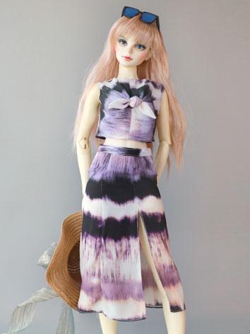 BJD Clothes Silk Cotton Sleeveless Top + Long Skirt for SD16/DD Size Ball-joint Doll