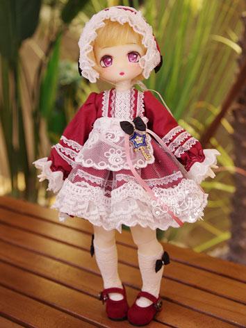 BJD Clothes Girl Red Dress for YOSD Size Ball-jointed Doll