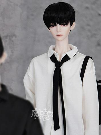 BJD Clothes White/Black Shirt and Tie for MSD/SD/70cm Size Ball-jointed Doll