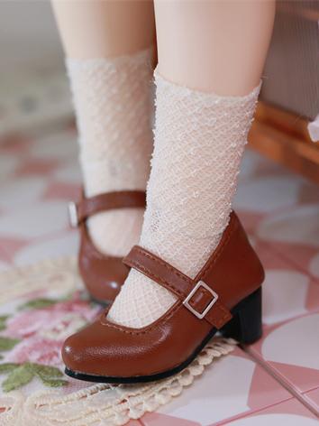 BJD Shoes Brown/Black/Red Chunky Heels for MSD Size Ball-jointed Doll