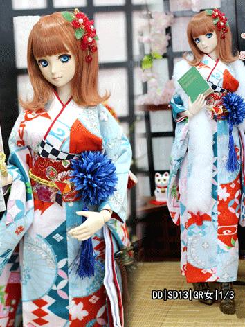 BJD Clothes Girl Kimono Dress Fit for SD/DD Size Ball-jointed Doll