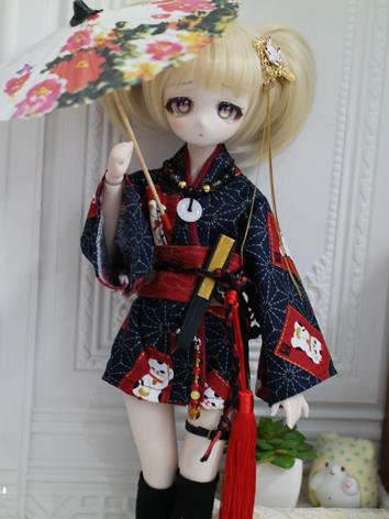 BJD Clothes Black Improved Kimono Set for MSD/MDD Size Ball-jointed Doll