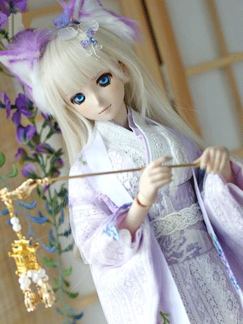 BJD Clothes 1/3 1/4 Girls Purple Kimono Dress Fit for MSD/SD Size Ball-jointed Doll