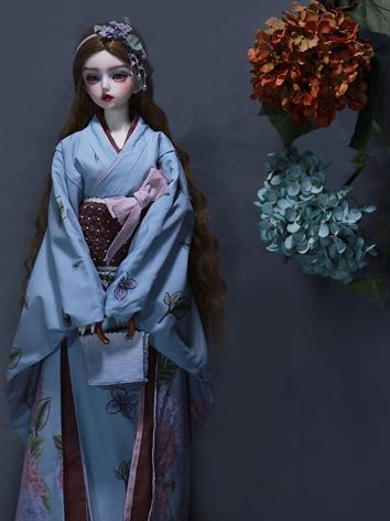 BJD Clothes Girl Beige/Blue Kimono for YOSD/MSD/SDGR/SD16 Size Ball-jointed Doll