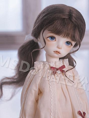 BJD Wig Dark Brown Hair Double Ponytail for YOSD Size Ball-jointed Doll