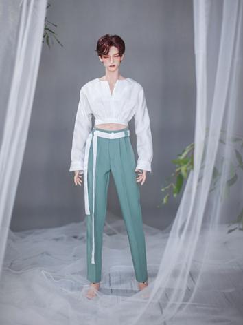 BJD Clothes White/Green Casual Shirt for SD17/70cm/75cm/80cm Size Ball-jointed Doll