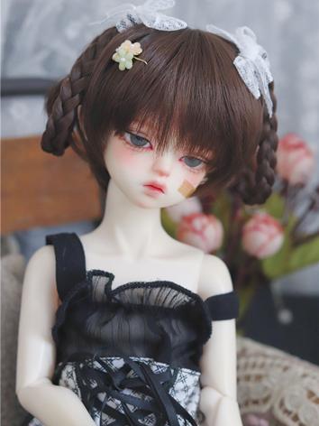 BJD Wig Brown/Beige Double Braid Hair for MSD Size Ball-jointed Doll
