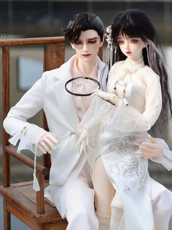 BJD Clothes White Suit Dress Hu Die Li for Girl/Boy SD/70/73/75 Size Ball-jointed Doll