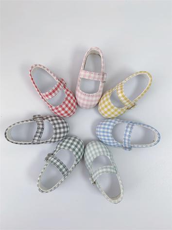 BJD Shoes Colorful Checkerboard Single Buton for MSD/YOSD Size Ball-jointed Doll