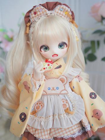 BJD Wig Tiger Mouth Clip Double Tail Two Dimensional Curly Hair for YOSD MSD SD Size Ball Jointed Doll