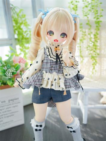 BJD Wig Curly Ponytail Tiger Mounth Clip Hair Two Dimensional for MSD SD Size Ball Jointed Doll