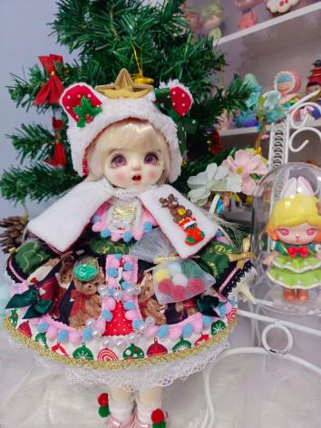 BJD Doll Clothes Christmas Dress for MSD YOSD BLYTHE Size Ball Jointed Doll