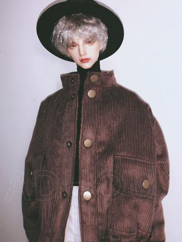 BJD Uncle Winter Corduroy Brown Crew Neck Bomber for 68cm/73cm/75cm Size Ball Jointed Doll
