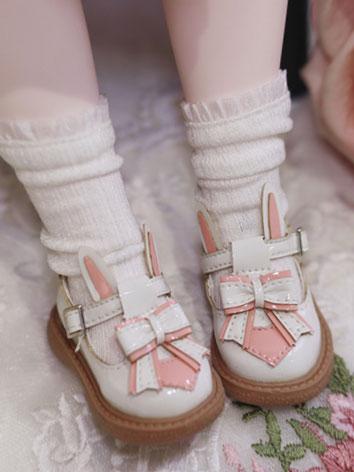 BJD Rabbit Ears Bow Soft Soled Leather Shoes for MSD Size Ball Jointed Doll