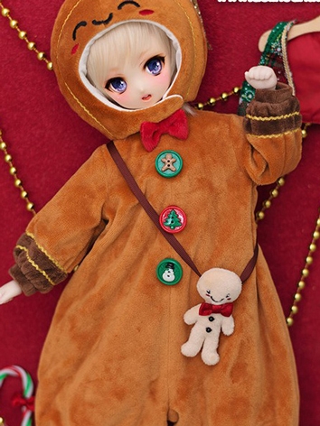 BJD Clothes Christmas Gingerbread Jumpsuit Suit for MSD MSD Size Ball Jointed Doll