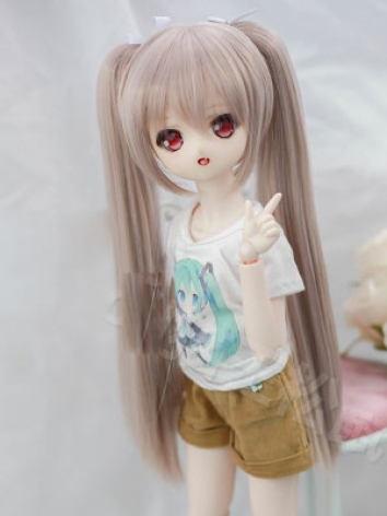 BJD Doll Wig Double Ponytail Straight Hair for SD Size Ball Jointed Doll
