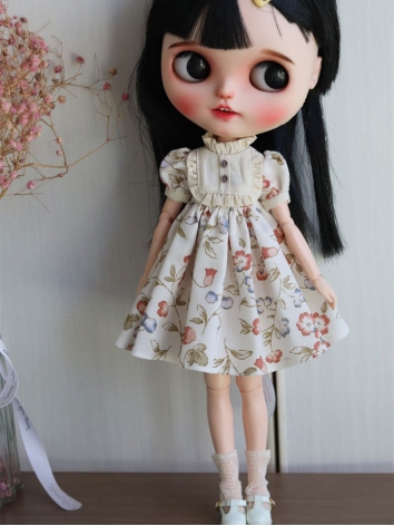 BJD Doll Clothes Floral Vintage Baby Dress for YOSD/BLYTHE Size Ball Jointed Doll