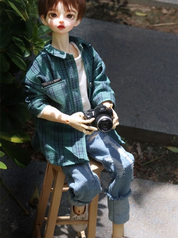 BJD Doll Clothes Plaid Shirt White T-shirt Trousers for SD/MSD Size Ball Jointed Doll
