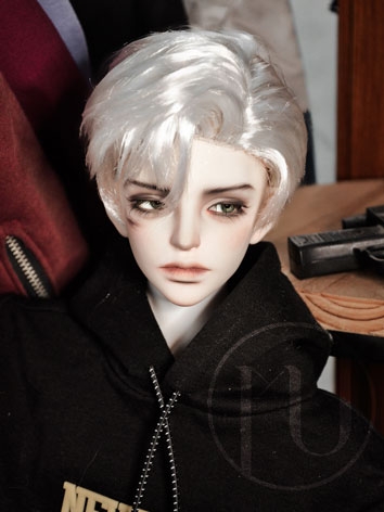 BJD Wig General  Black White Short Hair for SD Size Ball-jointed Doll