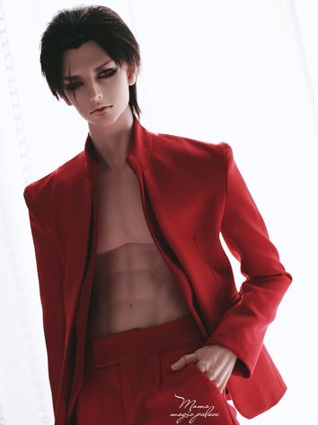 BJD Clothes Chinese Style Red Suit Coat Trousers for SD17 ID75 Size Ball-jointed Doll