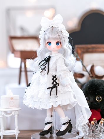 BJD Clothes White Dress Outfit Suit for YOSD Size Ball-jointed Doll
