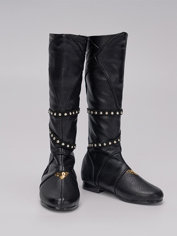 BJD Shoes Black Leather Boots Mie Meng LH73SH-0002 for 70cm Size Ball-jointed Doll