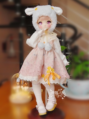 BJD Clothes Lamp Hat Pink Dress Set for MSD Size Ball-jointed Doll