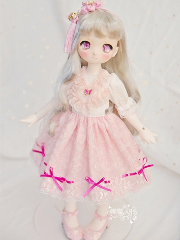 BJD Clothes Bowknot Pink Set for MDD/DSD/MSD Size Ball-jointed Doll