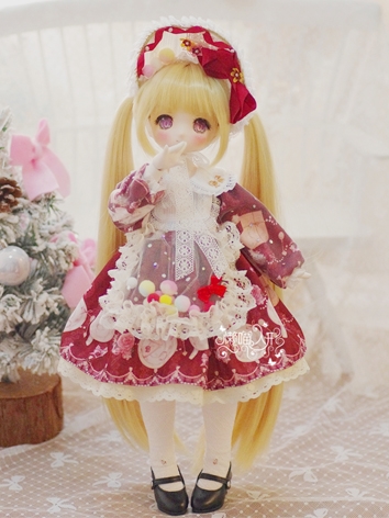 BJD Clothes Lace Red Dress Set for MDD/DSD/MSD Size Ball-jointed Doll
