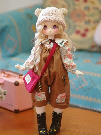 BJD Clothes Daily Suit with Pink Bag for MDD/DSD/MSD Size Ball-jointed Doll