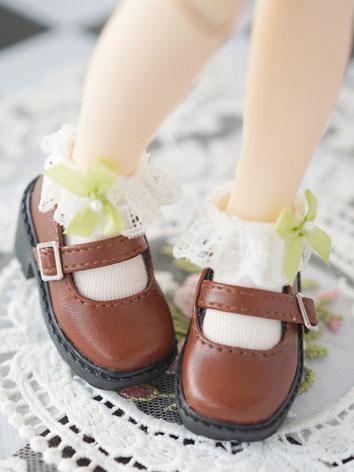 BJD Doll  Square Toe Chunky Heel Leather Shoes for MSD/YOSD Size Ball Jointed Doll