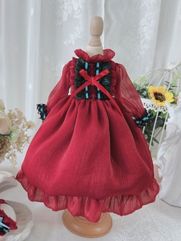 BJD Clothes Red Wesern Styl...