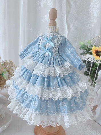 BJD Clothes Blue and White Wesern Style Dress Set for SD/MSD/YOSD/BLYTHE Size Ball Jointed Doll