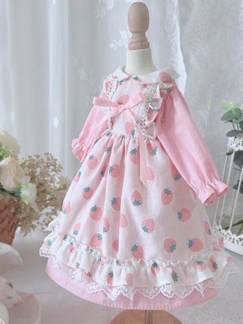 BJD Clothes Pink Strawberry Dress Set for SD/MSD/YOSD/BLYTHE Size Ball Jointed Doll