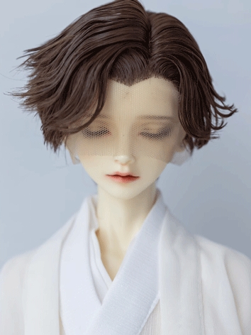 BJD Wig Short Milk Side Parting Hair for SD Size Ball Jointed Doll