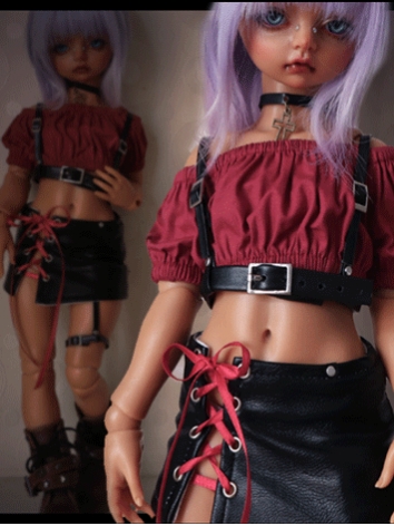 BJD Clothes Punk Leather Dress Suit for SD/MSD/YOSD Size Ball Jointed Doll