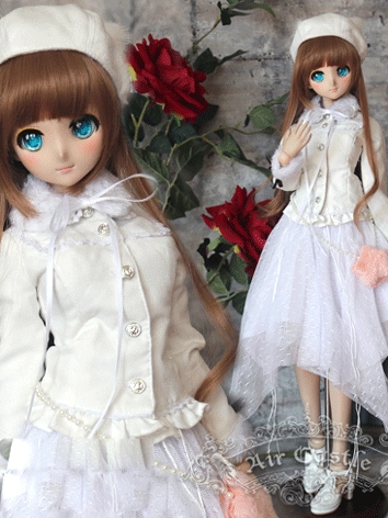 BJD Doll Clothes White Cute Lady Dress Suit Fit for SD/DD Size Ball-jointed Doll