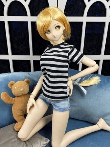 BJD Clothes Gray and Black Striped T-shirt for SD13 Size Ball Jointed Doll