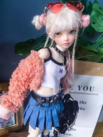 BJD Clothes Furry Coat Skirt Hot Cool Suit for DD/MSD Size Ball-jointed Doll