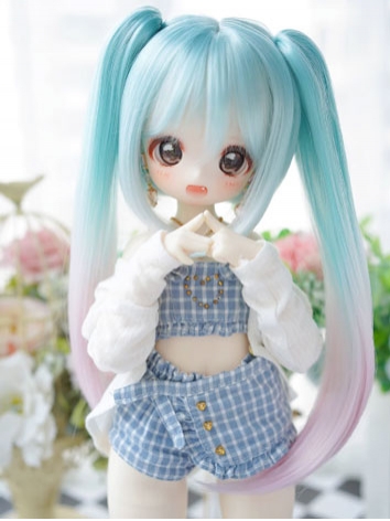 BJD Wig Twin-tail Gradient Color Long Hair for SD Size Ball Jointed Doll