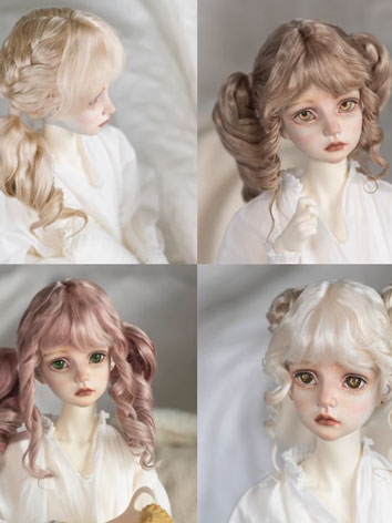 BJD Wig Bunches Double Ponytail Mohair for SD Size Girl Ball-jointed Doll