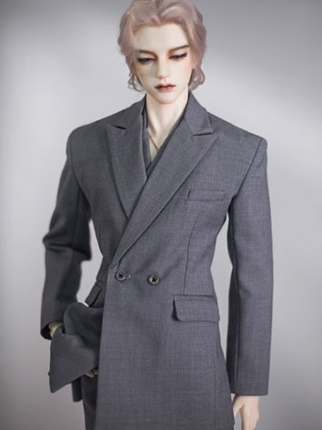 BJD Clothes Gray Long Type Suit Jacket for SD17/Normal 70/ Muscle75cm/ID72 Size Ball-jointed Doll