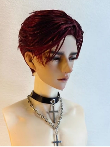 BJD Wig Boy Off-center Part High Temperature Hair for SD/MSD Size Ball-jointed Doll