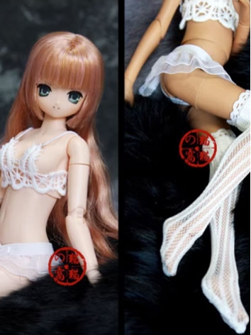 BJD Clothes Girl White Lace Underpants Stockings Suit for 1/6 Ball-jointed Doll