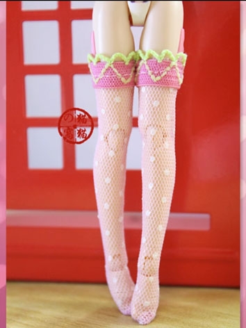 BJD Clothes Girl Pink Heart Overknee Stockings for 1/12 Ball-jointed Doll
