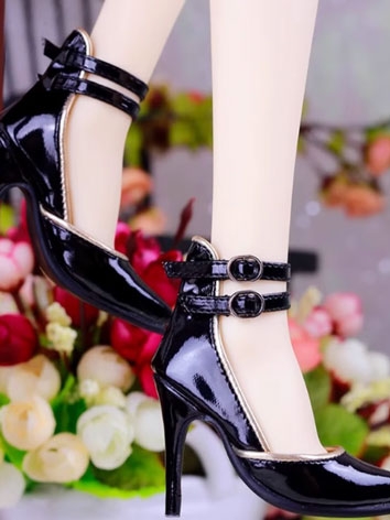 BJD Shoes Black Patent Leather High Heel Shoes for SD Size Ball-jointed Doll